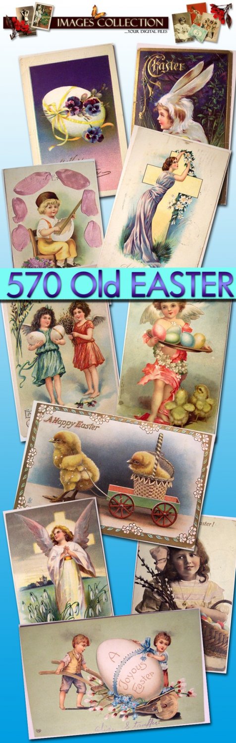 printable 570 Old Postcards of Easter Valentine eggs easter