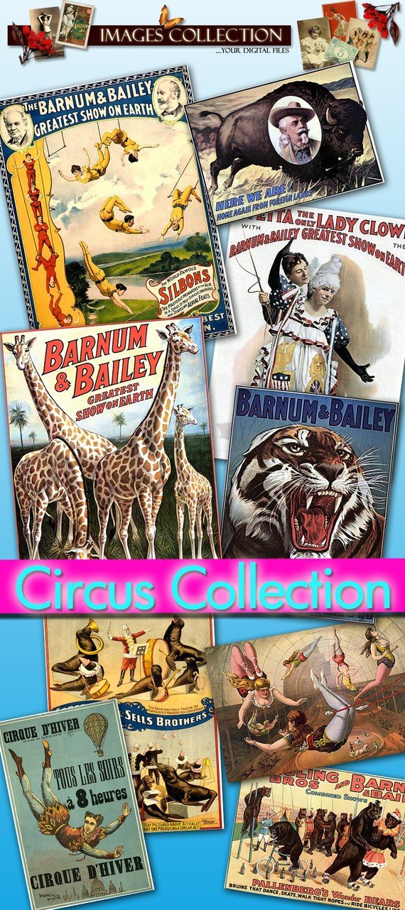 Digital Img. collection Circus Posters 150 Jpeg files