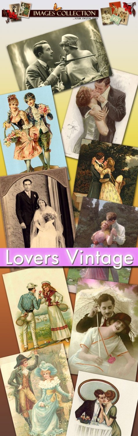 Digital collection Lovers vintage print