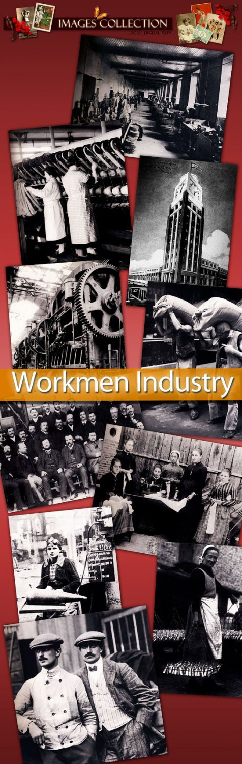 Digital Img. 'Vintage Workmen Industry Photos' cards labels decoupage ephemera