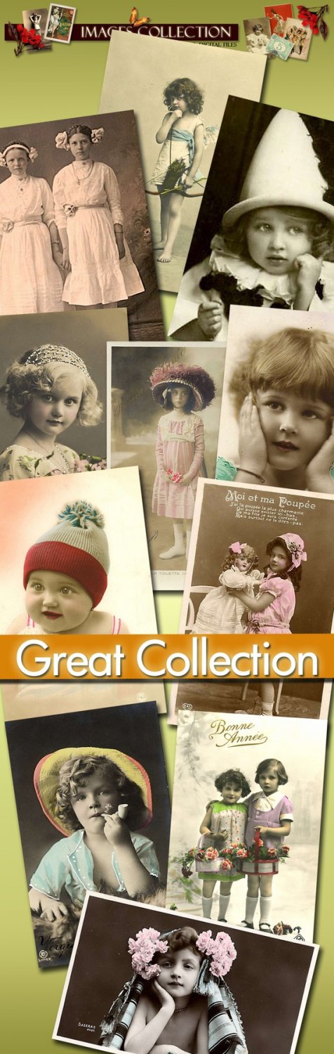 Digital printable Img. Victorian Children - 354 Jpeg files cards