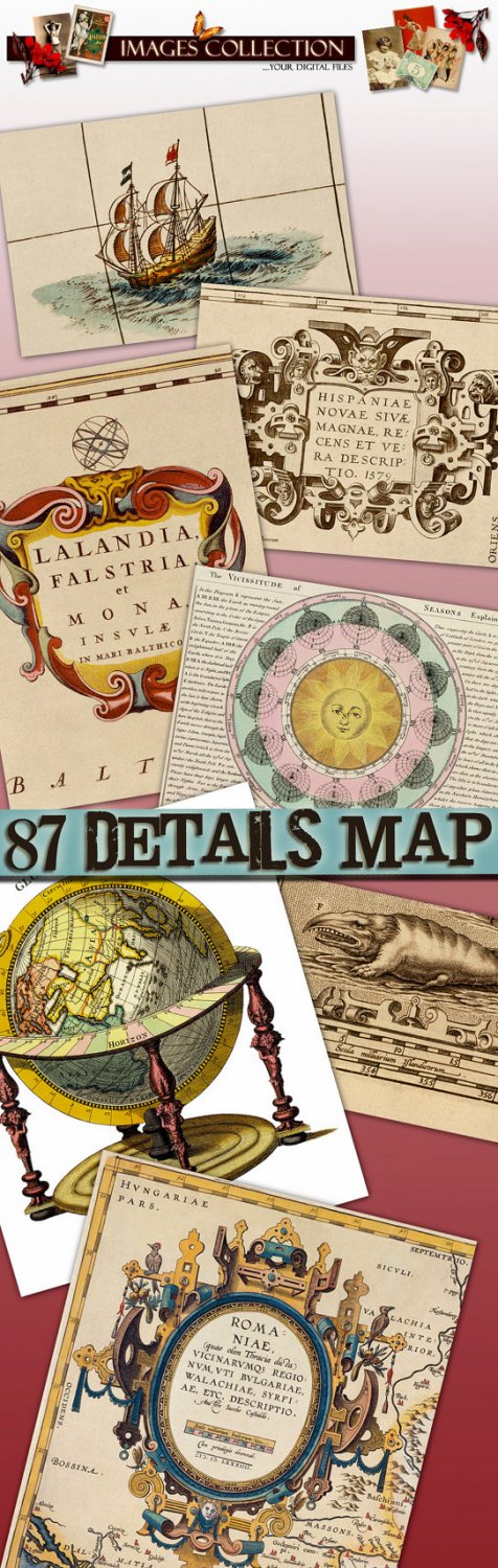 Digital Img. of Maps Earth , Sky collection old ancient Misc ephemera card space