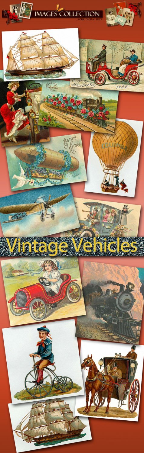 Digital collection drawings of vintage print