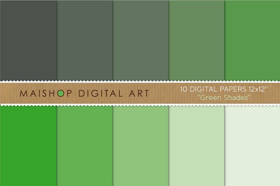 Solid Color Digital Paper - Green Shades