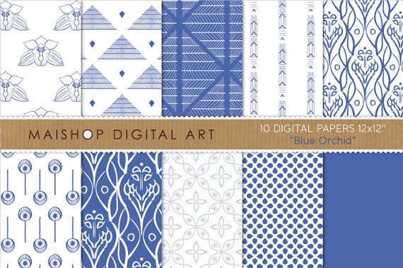 Digital Paper Blue Orchid
