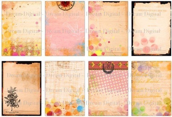 Printable Gift Tags, Collage Sheet, Pink, Labels, Coloful Digital Paper