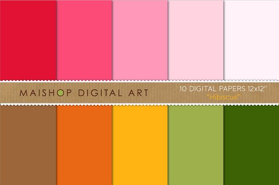 Solid Color Digital Paper - Hibiscus
