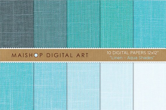 Digital Paper Linen-Aqua Shades-Light BlueTurquoise-Digital ScrapbookingCard MakingBackgrounds