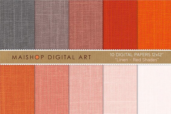 Digital Paper Linen-Red Shades-Pink Pale,Red,Rusty Red,Redwood,Warm Gray,Textured Papers for Crafts