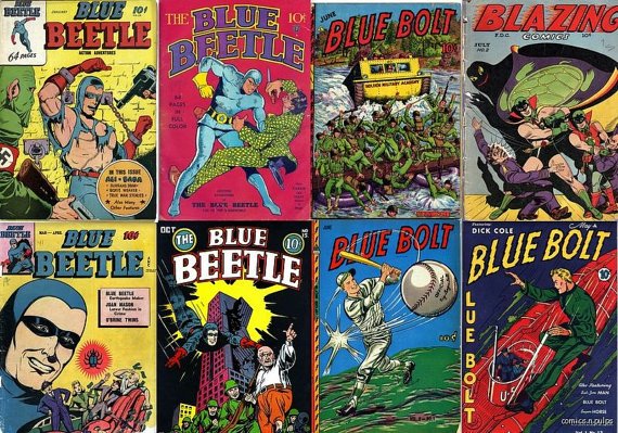 Novelty Comics BLUE BOLT Fox Feature Blue Beetle Comics DVD Joe Simon Captain Flash