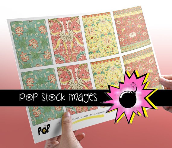VINTAGE Melon Mint Ornate for ATC ACEO-Collage-Altered Art-Journaling Cards-Digital Scrapbooking