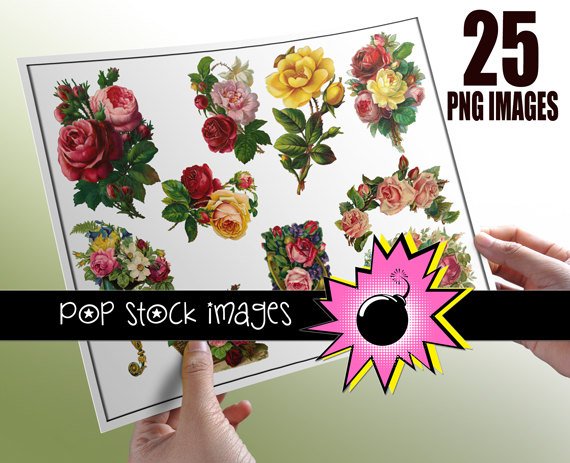 Victorian Diecut Roses Bouquet Img.