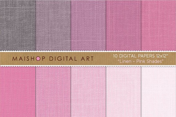 Digital Paper Linen-Pink Shades-BrightBabyDesaturated Pink-Decoupage PaperCollagesDiy Crafts