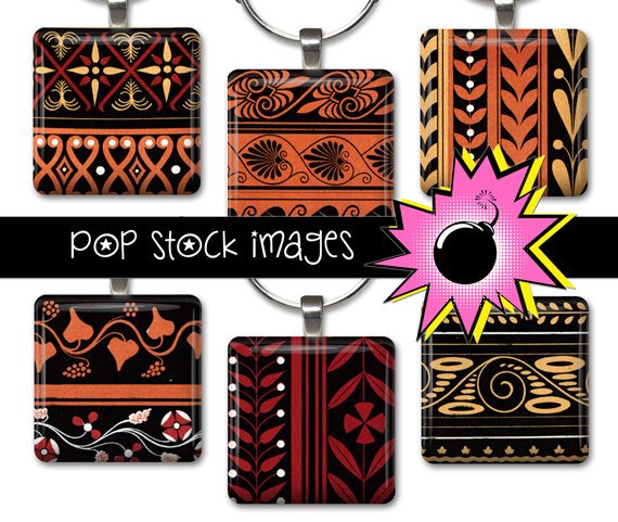 1 Inch Squares GREEK DESIGNS Collage Sheet-print for PendantsMagnets & Wine Charms-GREEK