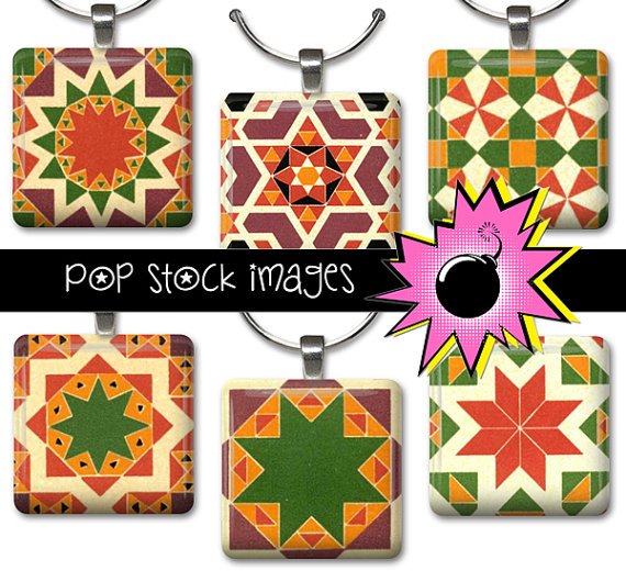 1 Inch Squares QUILT BLOCKS Collage Sheet-print for PendantsMagnets
