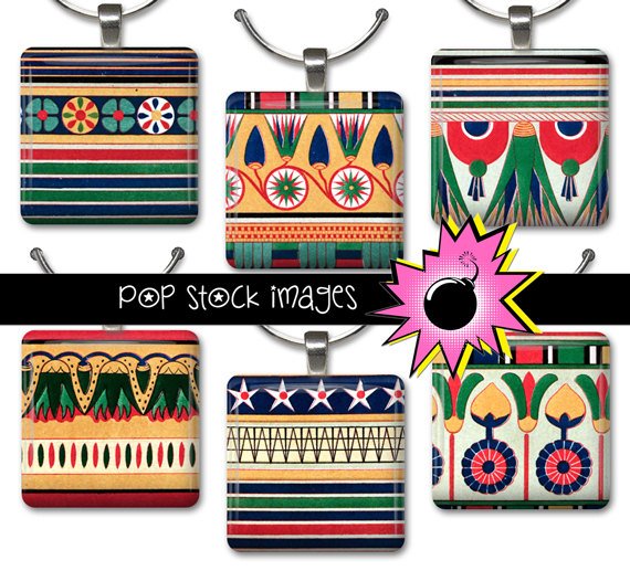 1 Inch Squares EGYPTIAN DESIGNS Collage Sheet-print for PendantsMagnets & Wine Charms-EGYPT