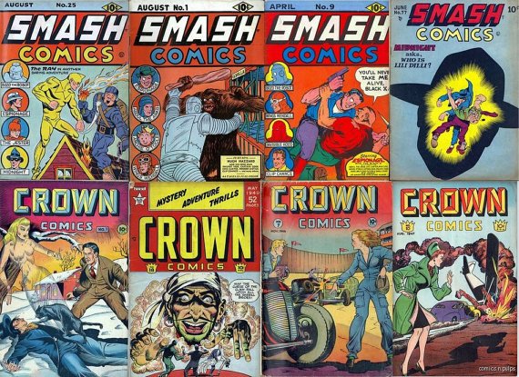 Quality SMASH Comics & CROWN Comics DVD Bozo Lady Luck Magazines
