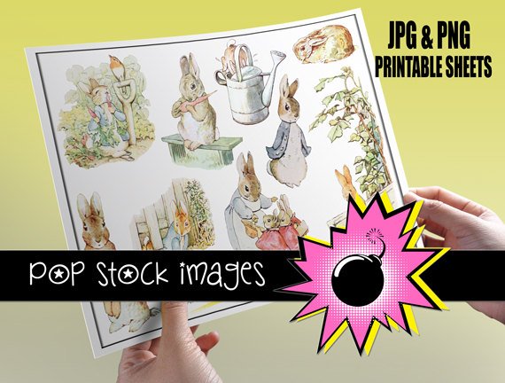 Peter Rabbit print Sticker Sheet-Print Bunny Rabbit StickersingAltered ArtCards