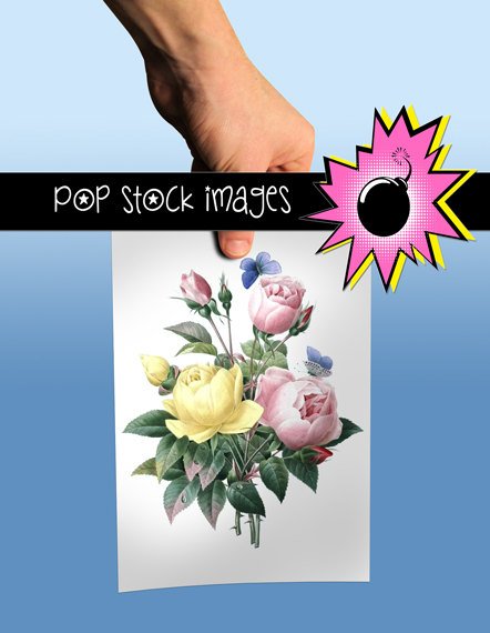 Vintage Botanicals Rose Bouquet Digital Image