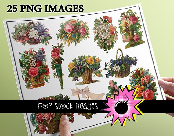 Victorian Diecut Baskets Bouquet Img.