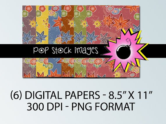 F Leaves Digital Paper-Designs-Letter & ATC sizes included--Digital Scrapbooking-Leaves-Autumn