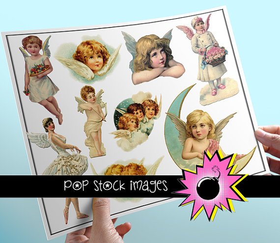 Vintage Angels Digital Image Set Assorted Angel Digital Clipart