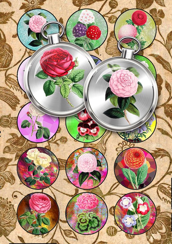 Collage FLOWERS-04-c vintage print