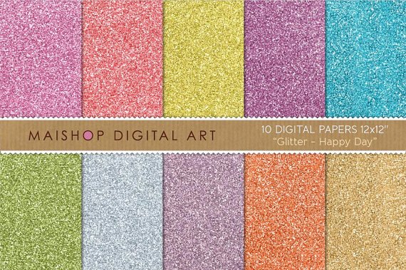 Digital Paper Glitter - Happy Day