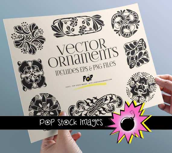 Art Nouveau Black Wh Ornaments-PNG EPS Img. for Altered ArtDigital Scrapbooking-Ornaments