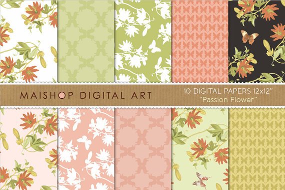 Digital Paper Passion Flower