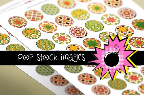 1 Inch CIRCLES QUILT BLOCKS Collage Sheet-print for PendantsMagnets