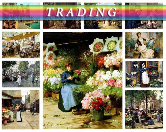 TRADING PEOPLE on 318 vintage paintings of traders images in High Res.