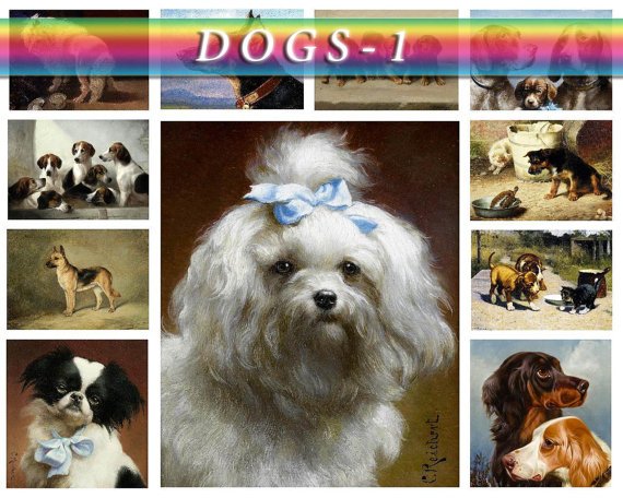 DOGS PAINTINGS-1 115 vintage images Wolf Wolves Setter High Res.