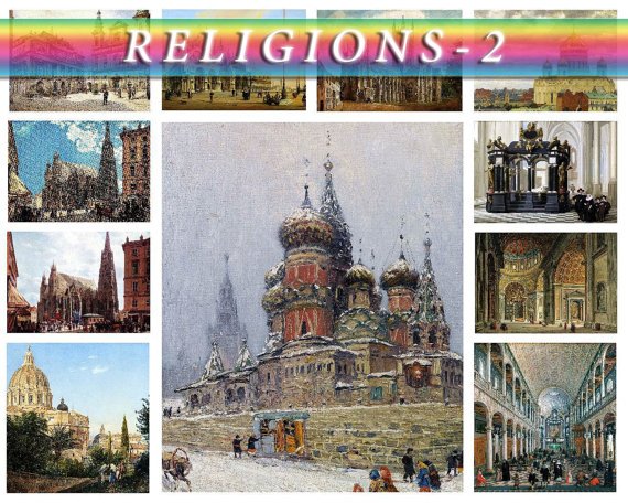 RELIGIONS-2 theme on 156 vintage print