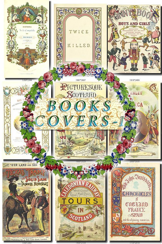 BOOKS COVERS-1 100 vintage images High Res.