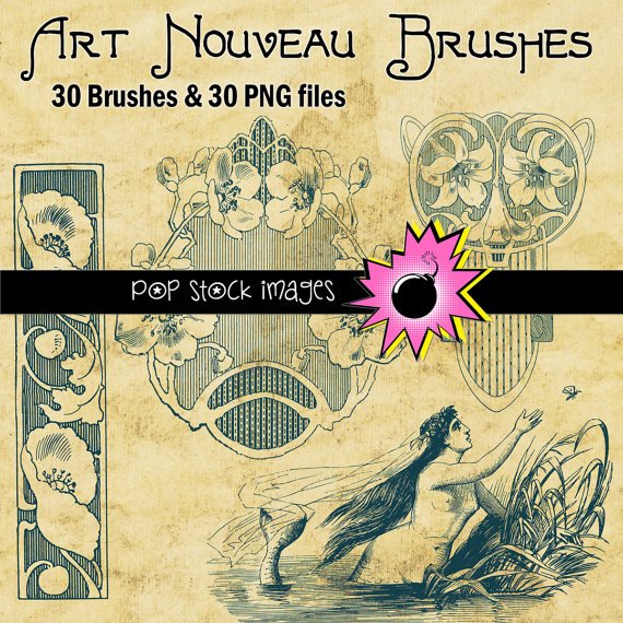 Art Nouveau Frames Ornaments Brushes