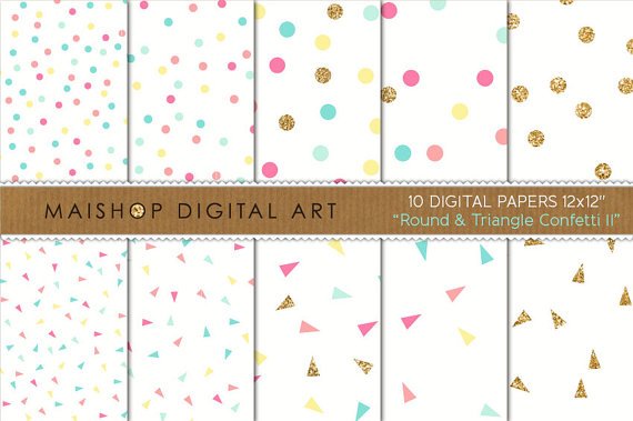 Digital Paper Round & Triangle Confetti II