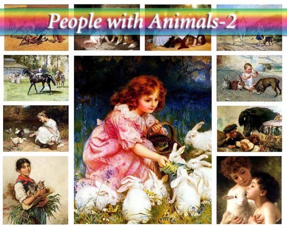 PEOPLE with ANIMALS-2 on 252 vintage print