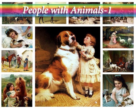 PEOPLE with ANIMALS-1 on 264 vintage print