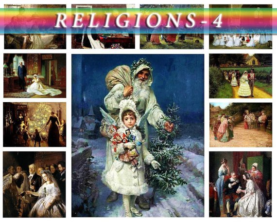 RELIGIONS-4 theme on 203 vintage print