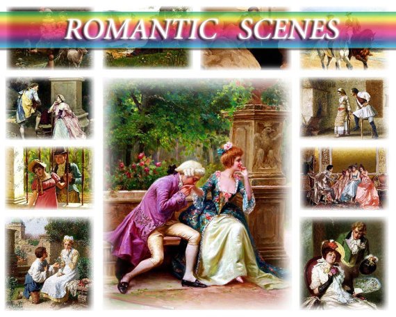 ROMANTIC SCENES on 271 vintage print