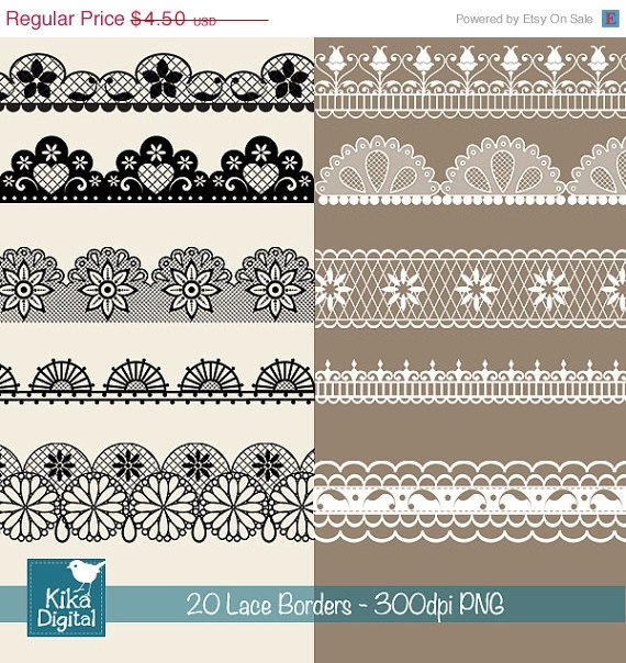 Lace Borders - Digital Clipart / Scrapbooking - card design, invitations