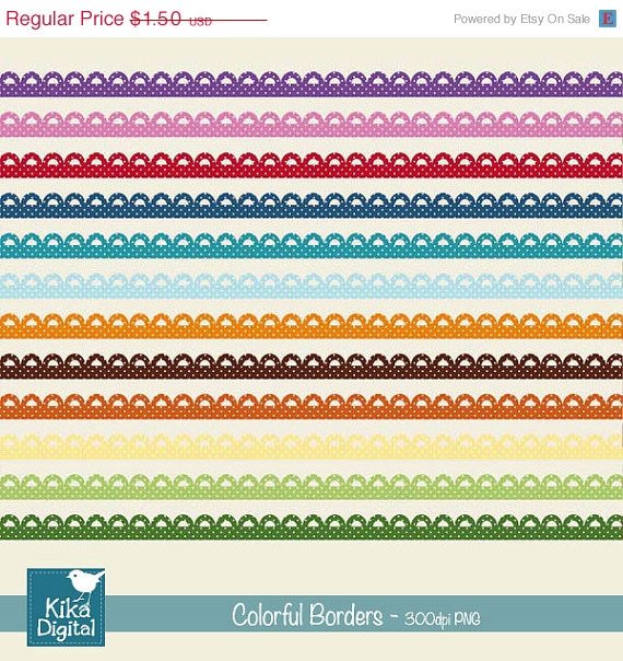 Colorful Borders - Digital Clipart / Scrapbooking - card design, stickers