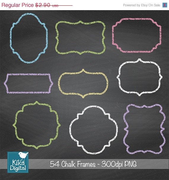 Chalk Frames - Digital Clipart / Scrapbooking card design, invitations