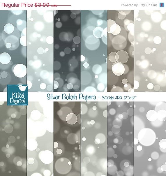 Gold Bokeh Digital Papers, Bokeh Scrapbook Papers - card design, background
