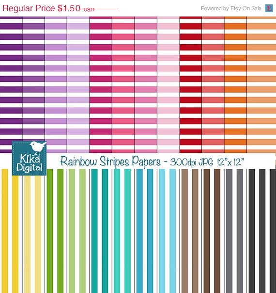 Colorful Stripes Digital Papers- Colorful Digital Scrapbook Papers- card design
