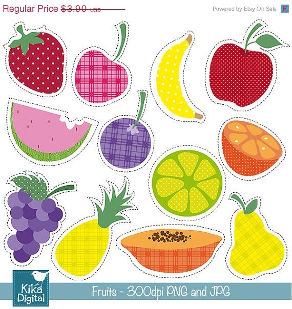 Yummy Fruits Digital Clipart ClipartBright Colors Fruits-Scrapbooking Graphics