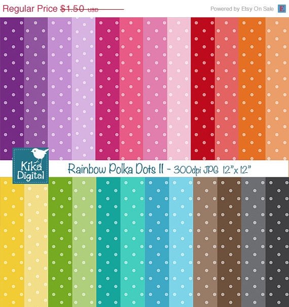 Colorful Polka Dots II Digital Papers - Colorful Scrapbook Papers - card design