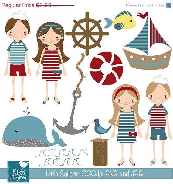 Little Sailor - Digital Clipart / Scrapbooking nautical - card design, stickers