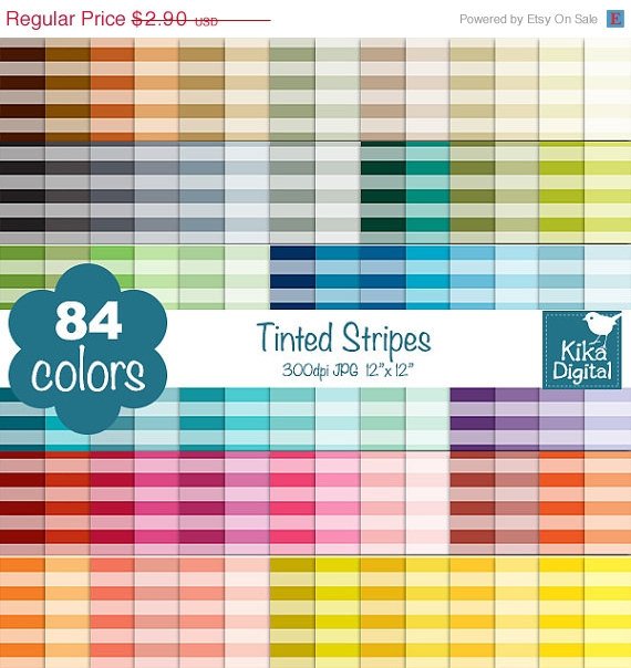 Tinted Stripes Digital Papers-Rainbow Stripes Papers-papers-Huge Paper Pack